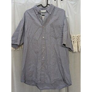 Wrangler George Strait Short sleeve shirt men's Large Blue Black Plaid